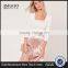 MGOO Plain White Women Silm Fit Knitwear Long Sleeve Sweater Square Neck Ribbed Jumper Private Brand