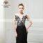 Latest Design party dress Customized Black and white applique deap V Cocktail Dresses