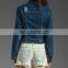 Wholesale Long Sleeve Denim Jacket Button Wash Light Blue Oversize Women Denim Jacket