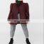 Custom New Style Classic Red Button Belt Slim Fit Lady Winter Jacket
