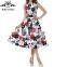 2016 BAIYIMO Sleeveless Midi Floral Print Women Evening Party Casual Cotton Dress