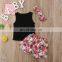 100% Cotton Floral Short Outfit Summer China Yiwu Girls Clothing Sets