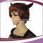 Cheap short synthetic ox horn brown halloween party wigs