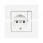 EU Standard Wall Socket Grounded With 2 USB Charge Port Hidden Soft LED + 1 Gang 1 Way On / Off Light Switch PC Panel