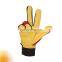HANDLANDY Top Quality Hot Sell Custom Logo Full Grain Golden Deerskin Leather Gloves Mechanics Work Gloves Construction