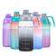 Eco friendly bpa free plastic half gallon water bottles jug tumbler leakproof 64OZ kettle jug with time market gym sports bottle