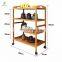 Food Cart Bamboo Dining Trolley 3/4 Layer Dining Rolling Cart Small Living Room Side Cabinet Beauty Salon Trolley Kitchen Serving Cart