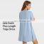 New Spring Plus Length Shirt One Piece Dress Fitness Short Sleeve Yoga Dress Women Loose Workout Running Gym Wear Clothing