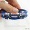 2016 Wholesale Luxury Stingray/ Python Leather Crystal Bracelet With Silver Cuff Jewelry