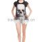 China Supplier Hot Sale Custom 3D Printing Skull Black Branded Woman T-shirt