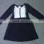 Adorable girls plain cotton dress designs stylish long sleeves cotton lap dress