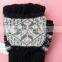 Winter knitted argyle pattern mitten gloves with cover