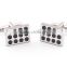 Black White Precious Grid Cufflink in Metal