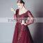 ALD06 Romantic Lace Applique Prom Dresses 2016 Long Sleeve Flor Length Long V Neck Detachable Train Prom Dress                        
                                                Quality Choice