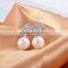 Fashion big pearl earring with zircon flower shape sterling silver jewelry in yiwu