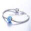 D169 jewelry S925 silver blue enamel charm,white star with crystal beads bracelet