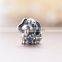 D108 sterling silver animal dog charm,antique silver bracelet charm with crystal