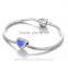 X347C Wholesale Crystal Charm Custom Blue Enamel Initial Charm
