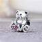 X354 I Love You Heart Bear Charm,925 Sterling Silver Australian Crystal Studded Charms