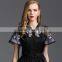 Pretty Steps 2016 elegant ladies vintage organza dress new woman summer embroidered dress sexy black short sleeve organza dress