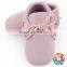 Cute Pink Color Soft Sole Rubber Baby Girl Shoes Newborn Crib Shoes With Lace Wholesale Leather Baby Shoes