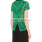Wholesale Women Green Short Sleeves Round Neck Sheer Silk Top(DQE0092T)