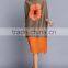 Latest design woman button flower printed crinkled dress