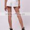 High waist zip front women cotton fashion fancy girl casual sexy plain white hot shorts