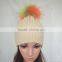 Myfur Random Color Raccoon Fur Pompom Knit Beanie Hat Wholesale
