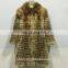 Factory wholesale winter warm long style knitted thick real red or silver fox fur coat for women