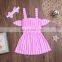 Infant Girls Striped Sling Tube Top Bowknot Top Skirt Bandana Set European Trend