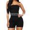 Women's Jumpsuit Tube Bodycon Top High Waist Sexy Solid Color Club Party Ladies Jumpsuit Playsuit Shorts Romper