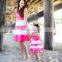 Family matching black white striped patchwork dresses kids parent child outfits Mother and Daughter  (this link for MOM)