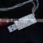 Small diamond full covered rectangle jewelry usb with chain