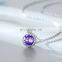 Fashion S925 Sterling Silver Jewelry Ocean Heart Birthstone Pendant Crystal Women Necklace