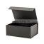 Deluxe eco friendly grey folding rigid magnetic closure retail product gift box with ribbon