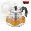 glass teapot with basket infuser,good quality glass tepot,glass and stainless steel kettle