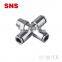 SNS JPXC series wholesale metal pneumatic male threaded brass meta cross fitting