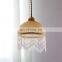 Retro Glass Hanging Lamp French Vintage Pendant Light For Bedroom Bedside Bay Window Balcony Tassel Led Chandelier