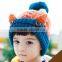Hot Selling Fashion New Handmade Ears With Buttons Baby Kids Knitted Pom Pom Beanie Cap