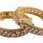 Indian Gold Plated Revers A D Stone Polki Bangle Set