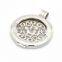 Women silver crystal plate locket pendant,stainless steel coin locket with disc