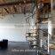 indoor steel wood spiral staircase with stainless steel railing
