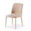 Wooden top dining set with 4 fabric chairs with transfer painting leg