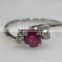 Sterling Silver Ring With Ruby & Diamond Natural Nontreated