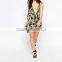 OEM Service Latest Design Summer Sleeveless Plunge Fashion Floral Printed Romper Womens Playsuit