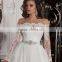 Luxury Elegant Appliques Beading Off Shoulder Bridal Gowns Vestido De Noiva Long Sleeve White Tulle Wedding Dresses CWFw2297