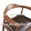Manufacturer Hans Wegner Style Elbow Leather Bent Dining Side Wroght Restaurant Chair