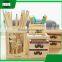 multipurpose wooden double-deck drawer penholder storage pen container case box holder