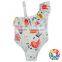 Happy Flowers Print Single Ruffle Shoulder Strap Baby Kids Girls One Piece Swimsuits